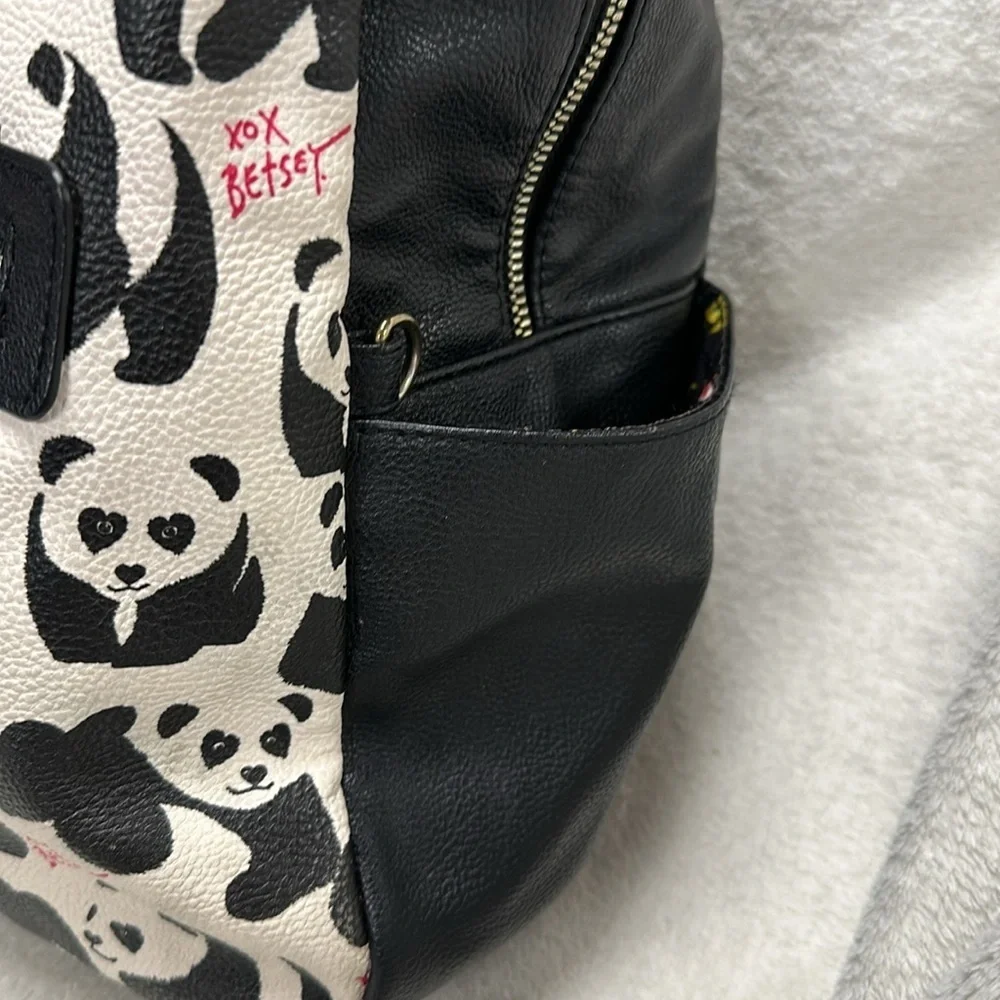 Betsey Johnson Full Size Super Cute Panda backpack, Floral Lining